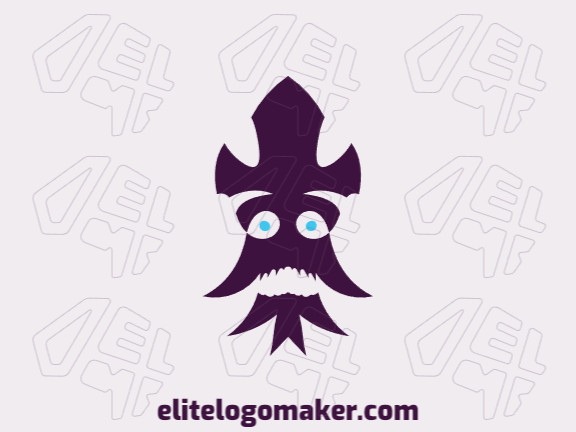 Mascot logo with a refined design forming a sea monster with purple and blue colors.