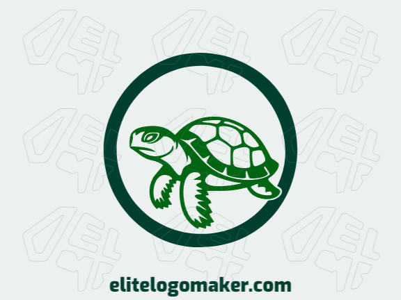 Logotipo memorável com a forma de uma tartaruga do mar com estilo simples, e cores customizáveis.