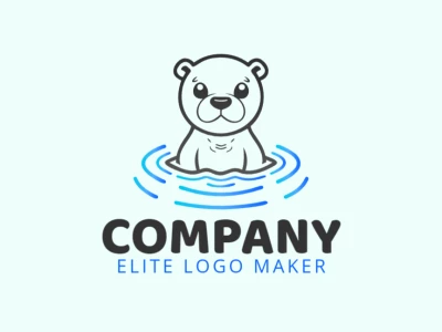 A creative minimalist logo featuring a seal gracefully floating in water, designed with simple lines and soft colors for an elegant look.