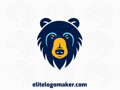A symmetric bear head logo, projecting strength and seriousness, with a harmonious blend of blue and yellow hues.