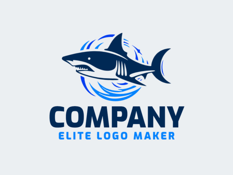 Este logotipo abstrato apresenta um tubarão azul que é ao mesmo tempo feroz e elegante. O design minimalista adiciona um toque de sofisticação e modernidade ao visual geral do logo.