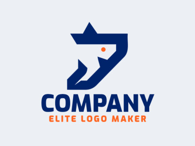 A minimalist logo design featuring a sleek shark silhouette, blending orange and dark blue for a striking aesthetic.