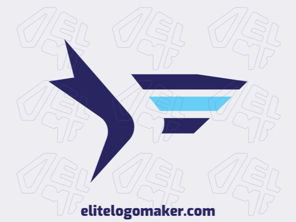 Logotipo criativo com a forma de um tubarão combinado com um bumerangue, com design refinado e estilo minimalista.