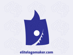 Abstract logo with solid shapes forming a shark combined with dice with a refined design in blue and white colors.