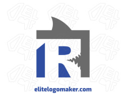 Modern logo in the shape of a shark combined with a letter "R", with professional design and abstract style.