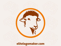Create a vectorized logo showcasing a contemporary design of a sheep and circular style, with a touch of sophistication with brown and orange colors.