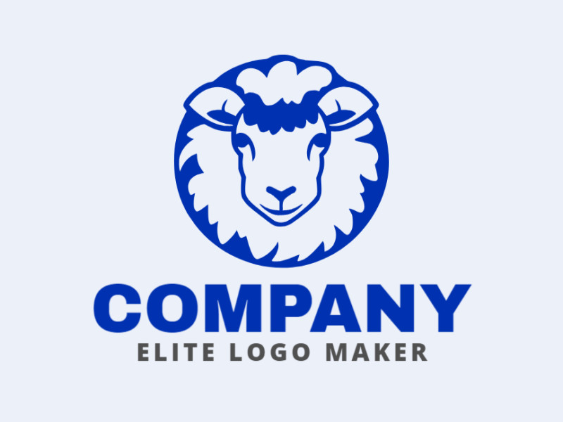 Simple logo composed of abstract shapes forming a sheep with the color dark blue.