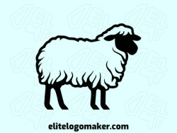Uma ovelha preta representada em múltiplas linhas, oferecendo um design de logotipo moderno e intrincado.