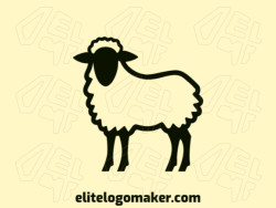 Vector logo in the shape of a sheep with a monoline design and black color.