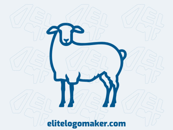 Um elegante logotipo de ovelha monocromática, elegantemente trabalhado nas profundezas do azul da meia-noite, onde a tranquilidade encontra a sofisticação.