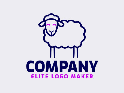 Logotipo criativo com a forma de uma ovelha com design múltiplas linhas e com as cores roxo e azul escuro.