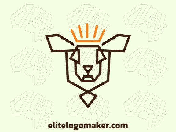 Outline logo with the shape of a sheep combined with a crown with brown and yellow colors.
