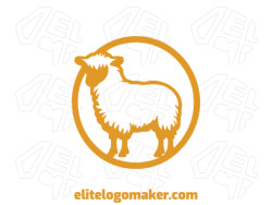 A sophisticated logo in the shape of a sheep with a sleek monoline style, featuring a captivating dark yellow color palette.
