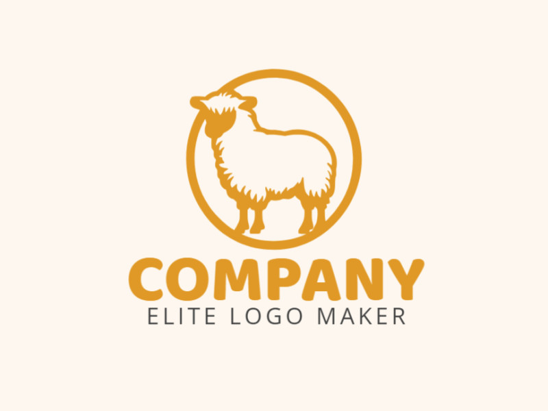 Um logotipo profissional em forma de uma ovelha com um estilo monoline, a cor utilizada foi amarelo escuro.