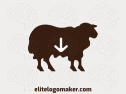 Um logotipo simples apresentando uma ovelha com uma seta apontando para baixo, incorporando orientação e fundamentação.