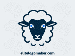 A symmetrical logo featuring a sheep head in serene blue and bold black, symbolizing balance and resilience.