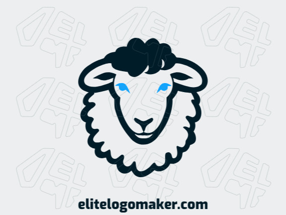 Logo with creative design, forming a sheep head with simple style and customizable colors.