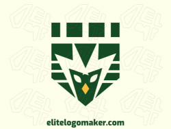 Logo with creative design, forming a shield combined with a bird, with abstract style and customizable colors.