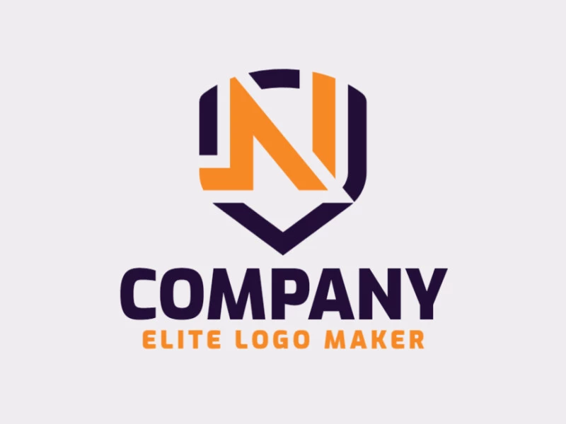 Create a memorable logo for your business, in the shape of a shield combined with a letter "N", with abstract style and creative design.