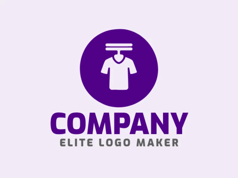 A sophisticated logo in the shape of a shirt with a sleek circular style, featuring a captivating purple color palette.