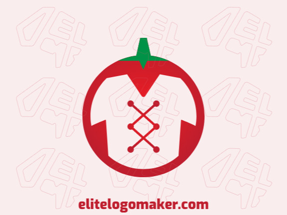 Ótimo logotipo com a forma de um tomate combinado com uma camisa com design abstrato, fácil de aplicar em diferentes mídias.