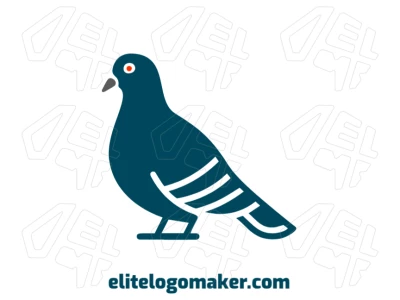 Editable and creative logo featuring a simple drawing of a blue pigeon, perfect for a customizable brand identity.