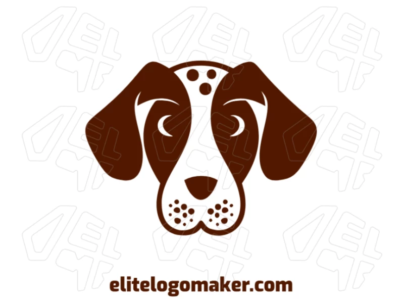 A professional symmetrical illustration of a simple dog head, designed with clean lines for a modern and refined logo.