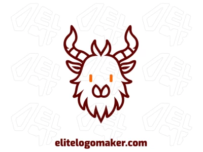 Una ilustración simple de una cabeza de cabra con diseño simétrico, perfecta para un logotipo concepto con un toque premium.