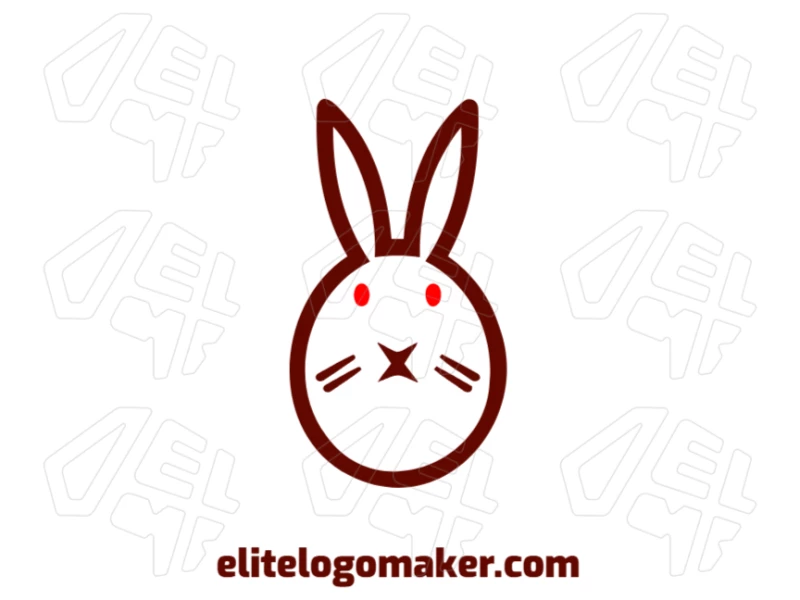 Um logotipo criativo com uma ilustração simples de uma cabeça de coelho, projetado simetricamente para uma abordagem moderna de criação de logotipos.
