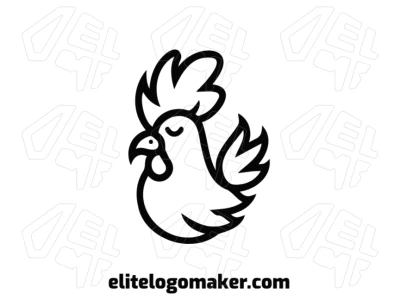 A cool simple illustration of a rooster in an animal style, designed with clean lines and balanced proportions for a distinctive and modern logo.