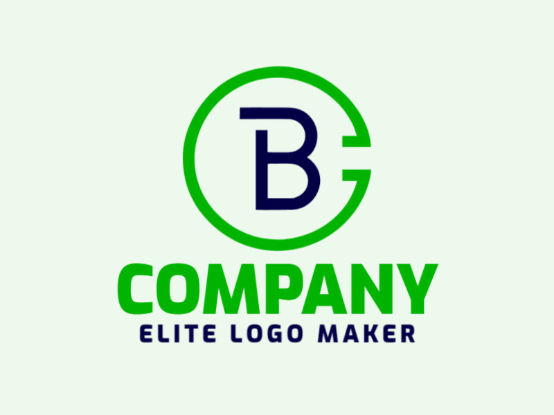 A minimalist logo featuring a simple letter 'B', designed with clean lines and a serene color palette of green and dark blue.