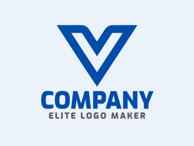 Um design de logotipo minimalista apresentando uma simples letra "V", com uma paleta de cores azul sereno.
