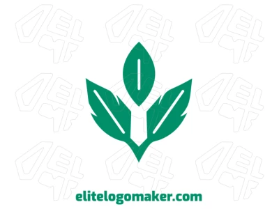 Logotipo abstracto de empresa con hojas de árbol simples en verde, combinando naturaleza y elegancia para una identidad de marca limpia y profesional.