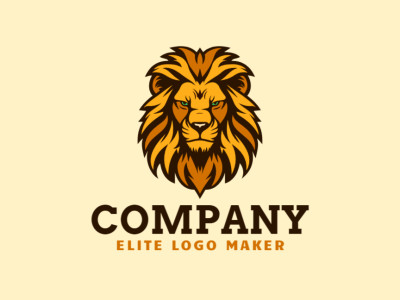 A mascot logo featuring a sinister lion, combining fierce and bold elements in shades of brown, orange, and yellow for a striking and memorable design.