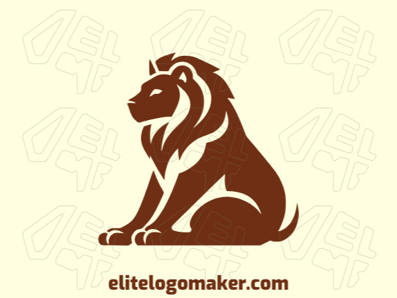 Create your online logo in the shape of a sitting lion with customizable colors and abstract style.