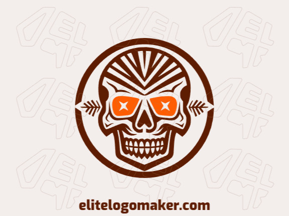 Professional logo in the shape of a skull with an abstract style, the colors used were brown and orange.