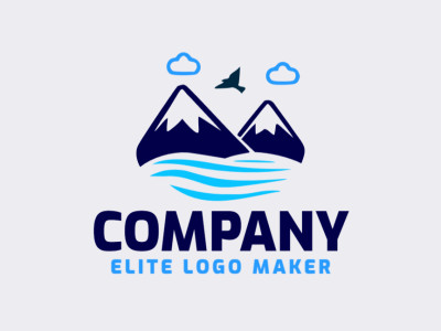 Simple logo composed of abstract shapes forming a sky with blue and dark blue colors.