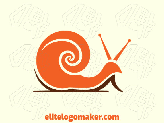 Um logotipo minimalista desenhado em forma de uma lesma, com uma mistura de cores marrom e laranja, perfeito para qualquer marca.