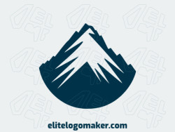 Logotipo minimalista criado com formas abstratas formando uma pequena montanha com a cor azul escuro.