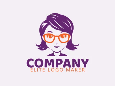 Cree un logotipo memorable para su negocio en forma de un chica inteligente con un estilo infantil y un diseño creativo.