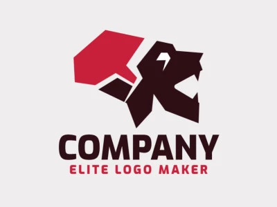 Logotipo minimalista con formas sólidas que forman un león combinado con un cerebro con un diseño refinado y colores rojo y marrón.