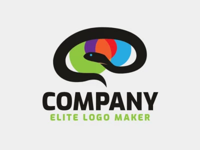 Stylized company logo in the shape of a snake combined with a brain with blue, black, green, red, orange and purple colors.