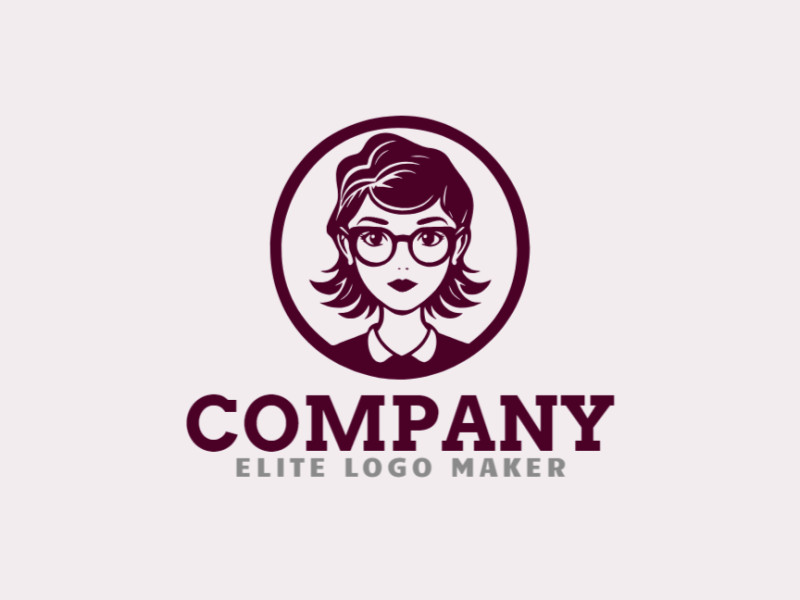 Logotipo moderno com a forma de uma mulher inteligente com design profissional e estilo circular.