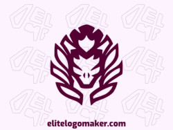 Customizable logo in the shape of a snake head with an abstract style, the color used was purple.