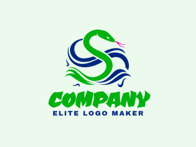A mesmerizing logo intertwining a snake and waves, exuding an animalistic allure.