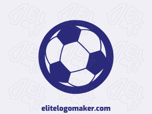 Vector logo in the shape of a soccer ball with a pictorial design and dark blue color.