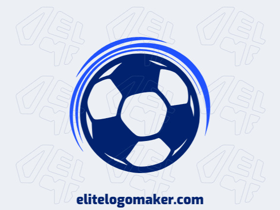 Logotipo limpo e simples com formato de uma bola de futebol em tons de azul e azul escuro.