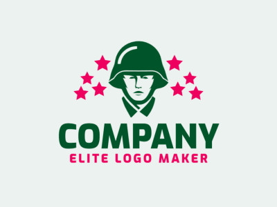 A simple yet striking logo featuring a soldier amidst stars, evoking bravery and valor.