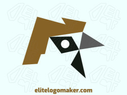 Minimalist logo with a refined design, forming a sparrow, the colors used were brown and black.