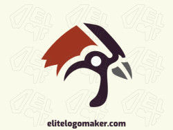 Customizable logo in the shape of a sparrow head, with an abstract style, the colors used was brown and black.